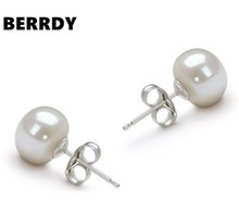 Pendientes de perla REAL, pendientes de perla económicos, tamaño de perla de 7-8mm, joyería de perla blanca 2024 - compra barato