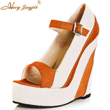 Sandálias femininas peep toe de luxo, laranja, salto alto, plataforma, designer, marca famosa, para mulheres 2024 - compre barato
