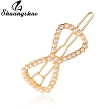 Shuangshuo New Style Fashion Lovely Pearl Bow Bowknot Hair Jewelry Infinity Hair Pins Hair Accessories Wedding Cilp Hair bijoux 2024 - buy cheap