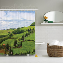 Tuscan Ancient Houses Trees Meadow Vineyard Agricultural Farm Picture Polyester Bathroom Shower Curtain Set with Hooks  Green Ol 2024 - buy cheap
