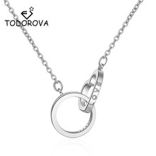Todorova Double Circle Interlock CZ Cubic Zircon Necklaces for Women Jewelry Round Heart Infinity Pendant Necklace 2024 - buy cheap