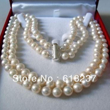 Fashion style 2 rows 8-9mm white akoya  pearl making charms jewelry  necklace 17-18inch  YE2091 2024 - buy cheap