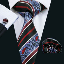 Gravata vintage masculina, gravata clássica tecida com jacquard + lenços + abotoaduras, conjunto de casamento para negócios e festa, 100% 2024 - compre barato