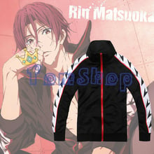 Free! Iwatobi Swim Club Rin Matsuoka Cosplay Costume Red Zipper Unisex Jacket Tops Coat Suit Uniform High Quality Free Shipping 2024 - buy cheap