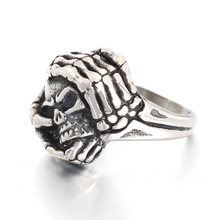 New Personality fashion men's silver stainless steel skull ring gothic punk style ring attractive skull ring Male Wholesale 2024 - buy cheap