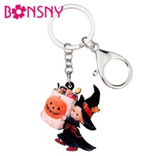 Bonsny Acrylic Halloween Sweet Candy Bag Angel Key Chain Keychain Ring Costumes Jewelry For Women Girls Teen Bag Car Charms Gift 2024 - buy cheap