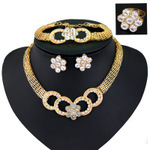Conjunto de joias com quatro peças, conjunto de peças elegantes para colar, brinco, pulseira, colar e anel 2024 - compre barato