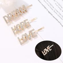 hair pins for women gold clips Creative English Alphabet crystal Hairpin Duckbill Clip Ladies Hairpin hair jewelry tiara pin Q60 2024 - buy cheap