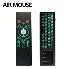 Mouse com teclado e touchpad t6, 2.4g, com controle remoto inteligente sem fio, com retroiluminação, para x96 h96 pro, smart, android, tv box, mini pc 2024 - compre barato