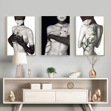 Decoração da casa preto branco sexy senhora figura nordic moderna pintura em tela impressão para sala de estar meninas quarto arte da parede imagem decoração 2024 - compre barato