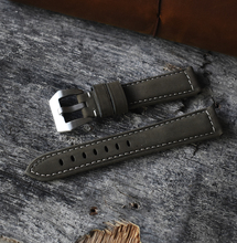 Pulseira artesanal retrô de couro genuíno, pulseira de relógio 18mm 20mm 22mm 24mm para homens, cinto de pulseira polido em prata 2024 - compre barato