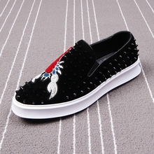 CuddlyIIPanda Men Fashion Punk Shoes Print Scorpion Sneakers Men Slip-On Rivets Shoes Male Breathable Embroidery Animal Loafers 2024 - buy cheap