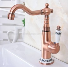 Bathroom Basin Sink Faucet Antique Red Copper Single Handle Kitchen Tap Faucet Mixer hot and cold water tap znf623 2024 - buy cheap