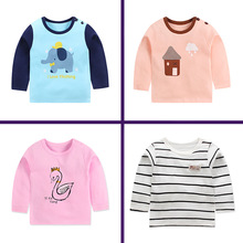 Camiseta de manga comprida das crianças da primavera e do outono do menino algodão puro blusa do bebê camiseta da menina 2024 - compre barato