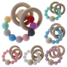 1Pc Baby Teether Bracelet Teething Toys Chew Bite Newborn Teeth Care Beads Jewelry Pain Relief Silicone Wood Rings Infant Hot 2024 - buy cheap