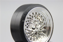 Roda de pneu com impressão digital e esponja, 4 peças, pré-colado, 4 peças, roda de roda, classe cic, 6mm de deslocamento (cromo), com esponja silenciosa para 1/10 drift 2024 - compre barato