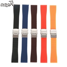 Silicone Rubber Watch Strap Band Deployment Buckle Waterproof BLack Watchband 18mm, 20mm, 22mm, 24mm 2024 - buy cheap