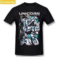 Unicorn Gundam Japan Men T Shirt New Vintage Oversize Cotton Crewneck Short Sleeve Clothes 2024 - buy cheap