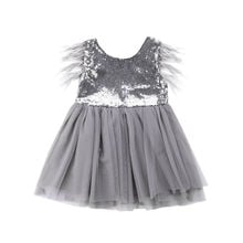 2018 New Brand Kids Baby Girls Princess Tutu Dress Sequined Lace V-Back Party Pageant Bridesmaid Tulle Dresses 2024 - buy cheap