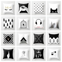 ZENGIA Geometric Cushion Cover Black and White Comic Throw Pillow Case For Home Decorative 45x45cm Nordic Cartoon Pillowcase 2024 - buy cheap