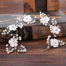 Handmade Headbands For Women White Lace Flower Tiaras Crystal Pearl Hairband Bride Crown Hair Accessories Headwear LB 2024 - buy cheap