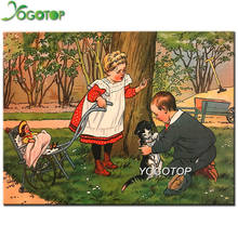 YOGOTOP  DIY Diamond Painting Cross Stitch Two children playing Needlework 5D Diamond Mosaic Full Diamond Embroidery VD024 2024 - buy cheap