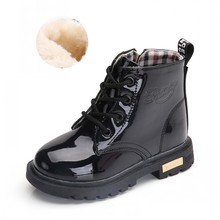 Botas de couro ecológico femininas e meninos, calçados para crianças da moda para bebês primavera outono inverno 2019 2024 - compre barato