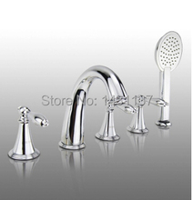 luxury brass material chrome plating widespread bathroom bathtub faucet five pieces bath and shower faucet 2024 - buy cheap