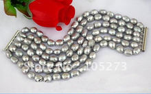 6Strands AA 8-12MM Gray Color Baroque Shaper Pearl Bracelet White Color Magnet Clasp 8'inchs Beautiful Women's Jewelry FN1931 2024 - buy cheap