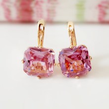 Wedding Earring Women Earrings 585 Rose Gold Color Jewelry New Fashion Big Square Pink Cubic Zircon Luxury Drop Earrings 2024 - buy cheap