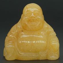 1.4" Natural Yellow Aventurine Maitreya Buddha Stone carved Figurine Crafts Lucky Chakra Healing Reiki 2024 - buy cheap