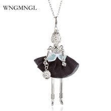 WNGMNGL 2018 New Women Pendant Necklace Black White Dress Crystal Long Doll Necklace For Women Statement Fashion Jewelry Gift 2024 - buy cheap