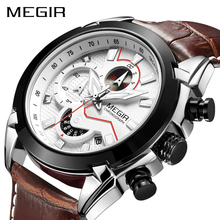 MEGIR Military Sport Watch Men Top Brand Luxury Leather Army Quartz Watches Clock Men Creative Chronograph Relogio Masculino 2024 - buy cheap