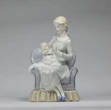 Nostalgic Porcelain Mother and Infant Sculpture Decor Ceramic Motherliness Statuette Craft Ornament Present for Mom and Birthday 2024 - buy cheap