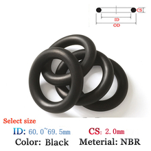 Junta o-ring de plástico com transparência de 2.0mm, anel de vedação com óleo fluoreador de 5mm e à prova d'água, silicone preto 2024 - compre barato
