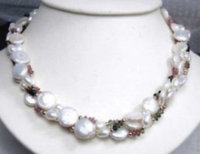 7-8mm Coin Freshwater Pearl Garnet Necklace shipping free PNS104 2024 - buy cheap