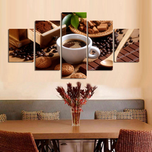 Wall Art HD Prints Home Decoration 5 Pieces Coffee Canvas Drink Painting Sweet Modular For Restaurant Pictures Artwork Poster 2024 - buy cheap