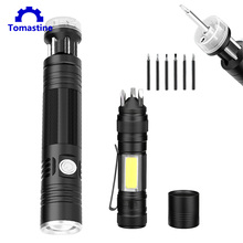 Portable COB LED Flashlight with Screwdriver Magnet 3 Modes Torch Tools Light Up T6 LED Light USB Cable Torch 2024 - buy cheap