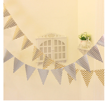 1 set Gold Wave Paper Banner bunting paper Flag Wedding birthday baby shower Party Decor Home Room Backdrop Kids Gifts Supplies 2024 - buy cheap