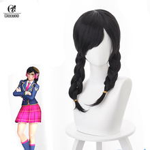 Rolecos de cabelo sintético longo da academia d. va, cabeça de menina, cosplay, rabo de cavalo preto, 50cm, escola 2024 - compre barato