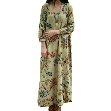 Plus Size Women Clothing Flower Long Dress Furcal Vestidos Largos De Verano Cotton Linen Maxi Dress robe longues Winter Dress 2024 - buy cheap