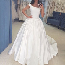 White Ivory Simple Satin Wedding Dresses Cap Sleeves Princess Ball Gown Lace Up Back Bride Dresses Wedding Gowns Robe De Mariee 2024 - buy cheap