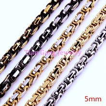 7-40" 5mm Charming Cool Men's 316L Stainless Steel Byzantine Lin Chain Necklace or Bracelet Choose 2024 - buy cheap