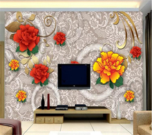 wellyu  Custom wallpaper papel de parede 3D crystal circle peony background wall pattern mural papel pintado de pared tapety 2024 - buy cheap