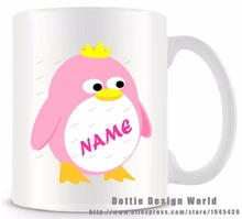 Personalized Princess Penguin girls funny novelty travel mug Ceramic white coffee tea milk mug cup Custom Birthday Easter gifts 2024 - buy cheap