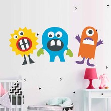 Desenhos animados monstro vinil cor adesivos de parede para crianças quartos berçário removível auto adesivo decalques da arte da parede papel de parede decoração casa 2024 - compre barato