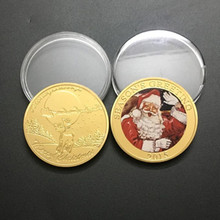 5 шт 2015 Санта Клаус животное олень значок Рождественский подарок 24k настоящее золото покрытием 40 мм сувенирная монета 2024 - купить недорого