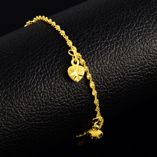 Women & Girls Bracelets  24k Yellow Gold Plating Five Hearts Charm Bracelet for women  Wholesale  Fashion Jewelry 2024 - buy cheap