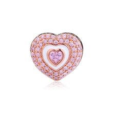 Fits Pandora Bracelet Genuine 925 Sterling Silver Hearts on Hearts Charm Rose Gold Beads for Women Jewelry DIY Making Kralen 2024 - buy cheap