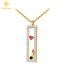 FINE4U N071 Fashion Zircons Pendant Necklace For Women Gold Color 316L Stainless Steel Chain Necklaces Valentine's Jewelry 2024 - buy cheap